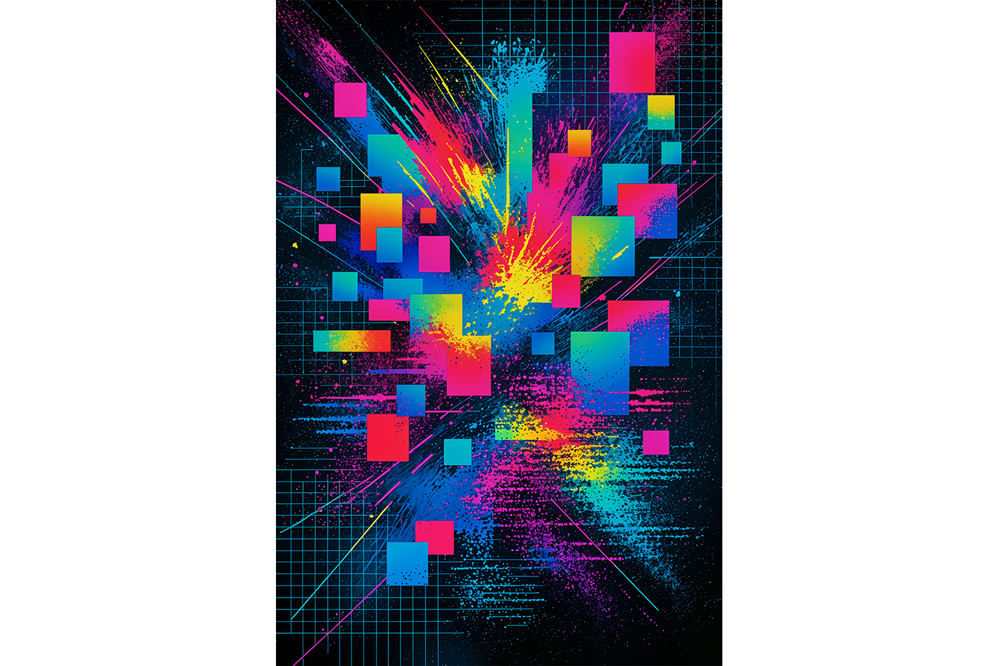 ai creation, colorful cube pieces scattered model 1, ai art, art, kanvas tablo