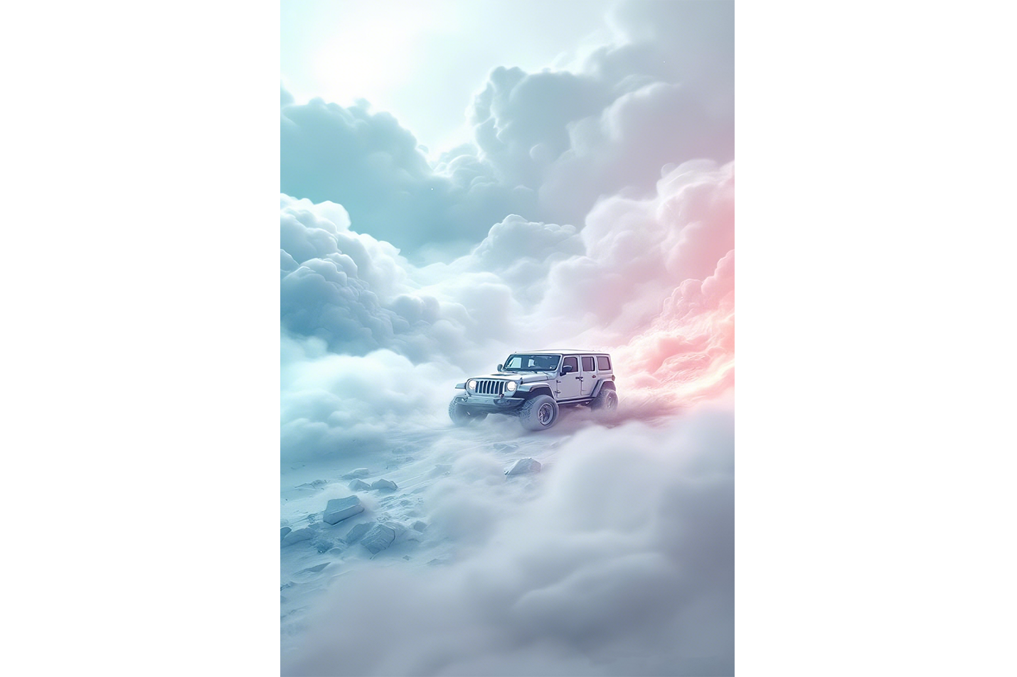 ai creation, white chip emerging from the clouds, ai art, art, kanvas tablo