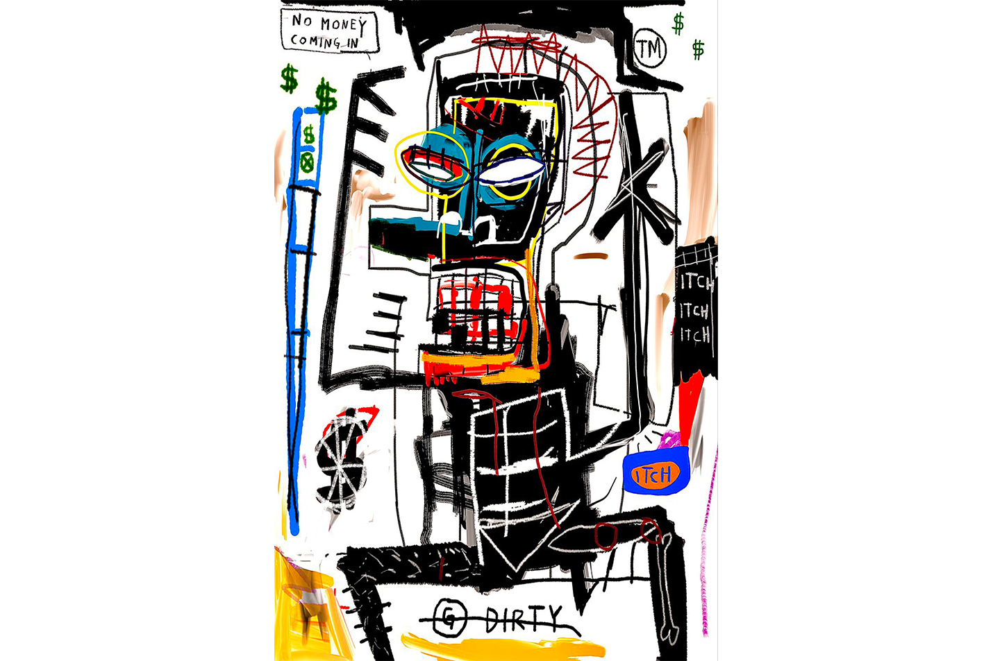 Jean-Michel Basquiat No Money Coming In Soyut Sokak Sanatı Kanvas Tablo