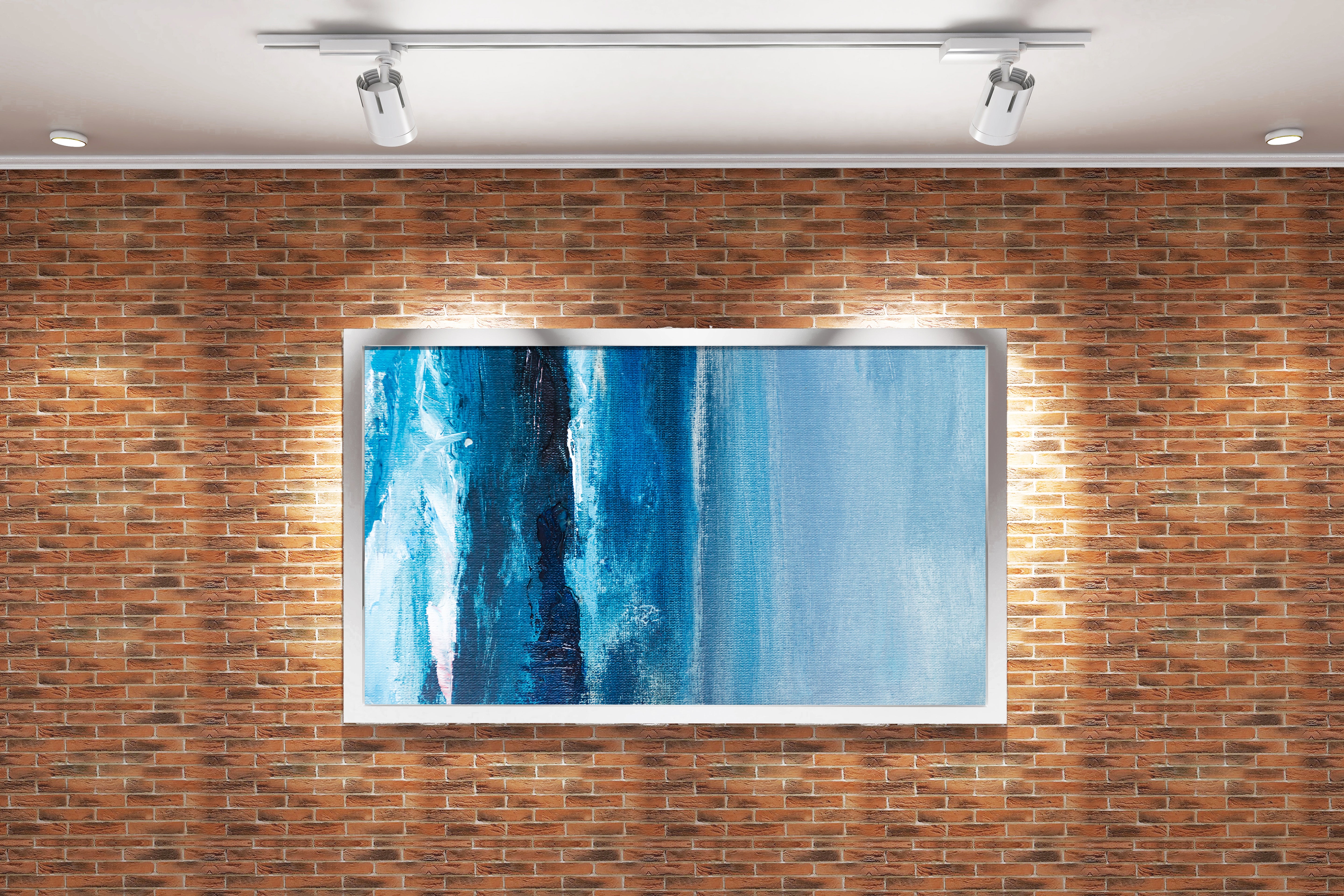 a minimalist abstract painting on canvas featuring textures in two different shades of blue, abstract, art, kanvas tablo