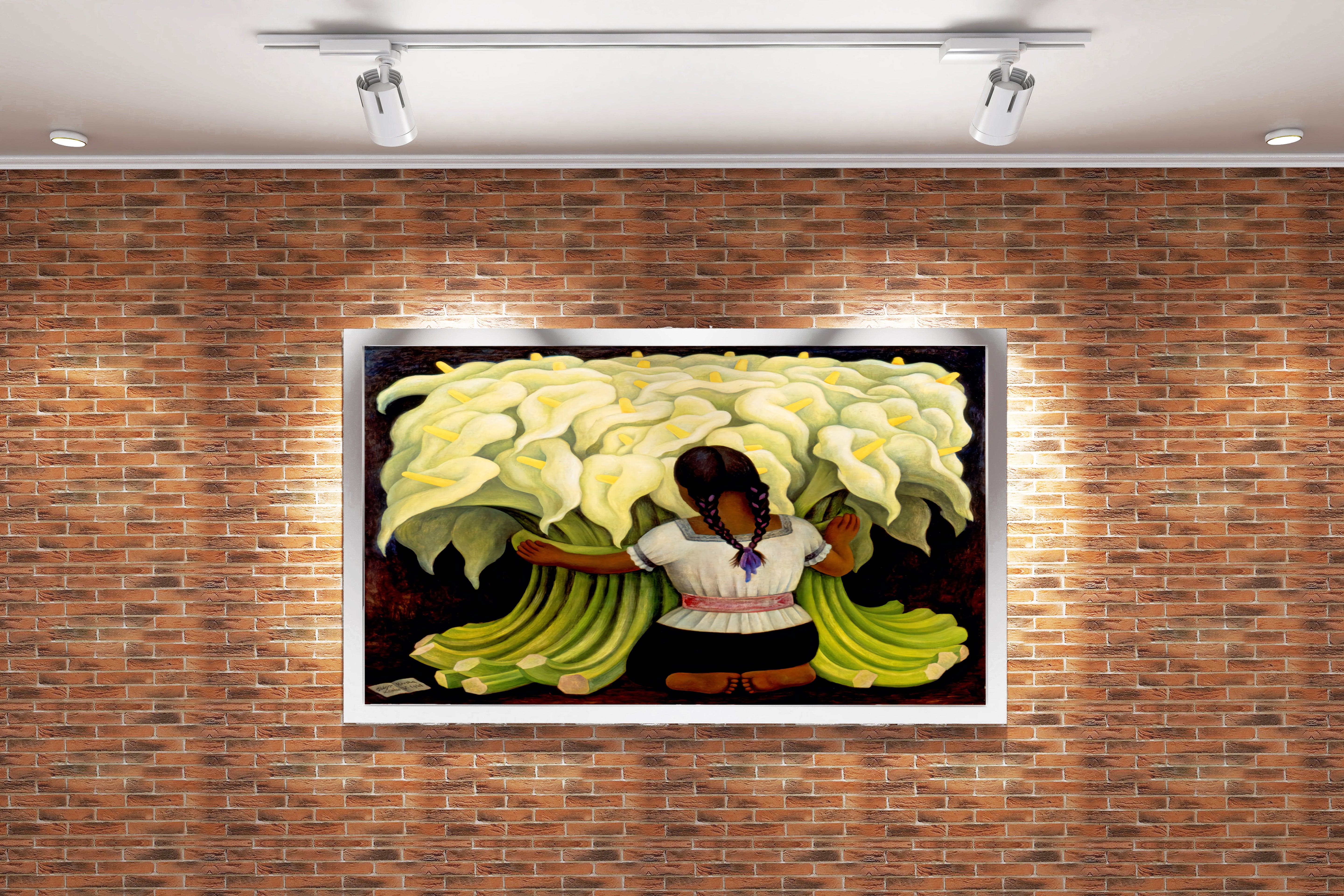 Diego Rivera'nın İkonik Eseri Çiçek Satıcısı Kız ve Kala Çiçekleri Meksika Sanatı Kanvas Tablo