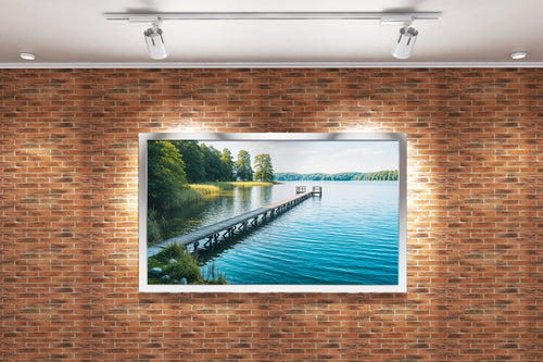 pier and nature view by the river model 2, view, ai art, art, kanvas tablo