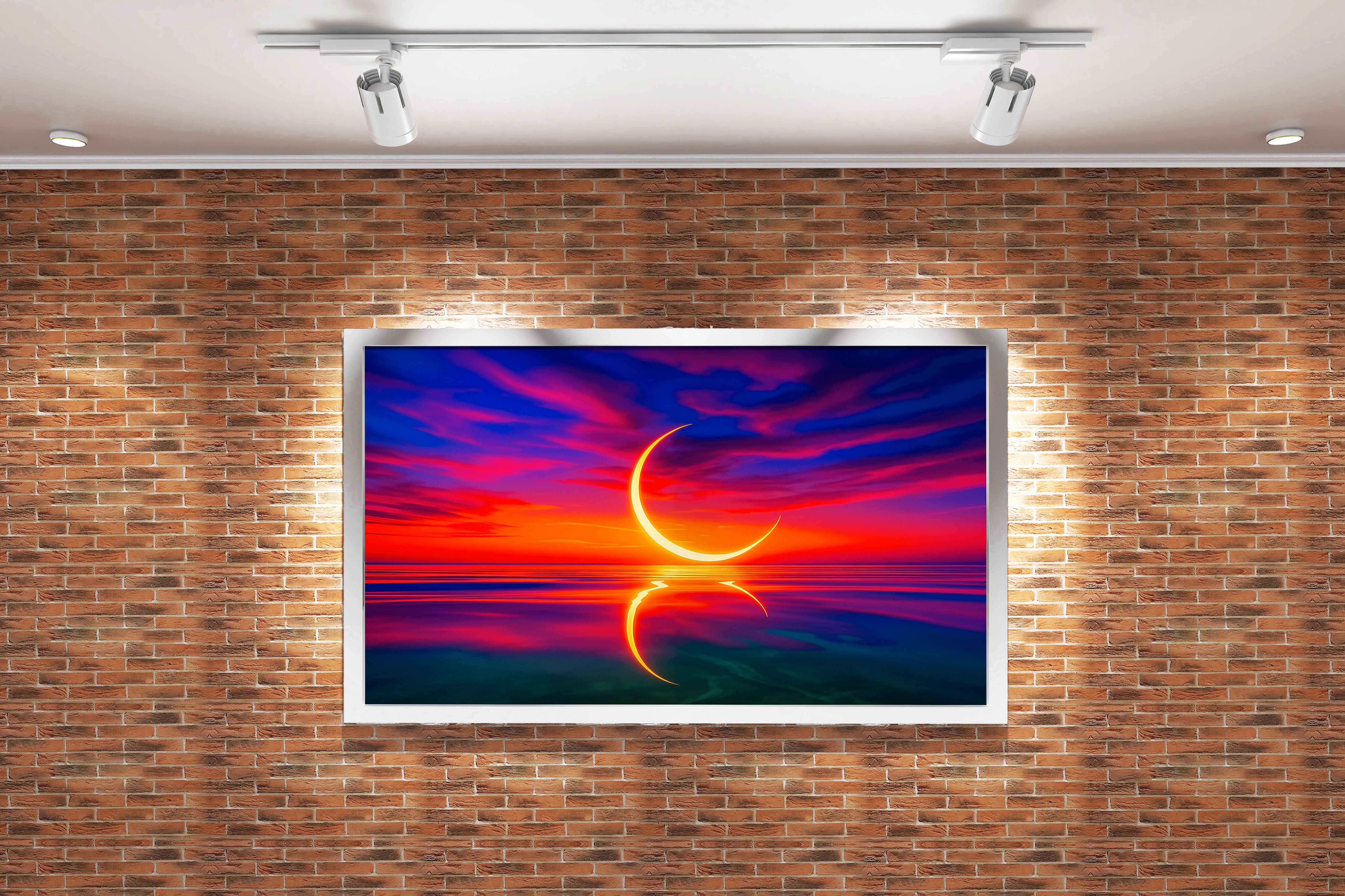 ai creation, reflection of nature and the sunset model 1, view, ai art, art, kanvas tablo