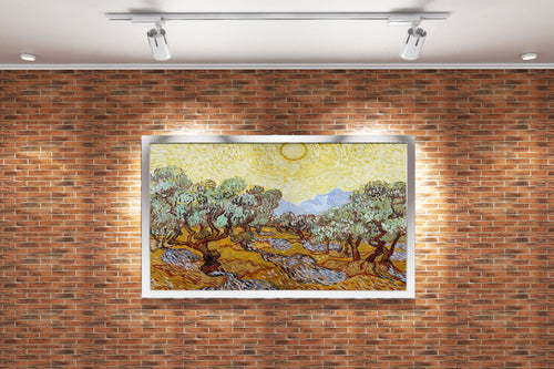 Vincent van Gogh'un Saint-Rémy Başyapıtı Sarı Gökyüzü ve Güneşli Zeytin Ağaçları Kanvas Tablo