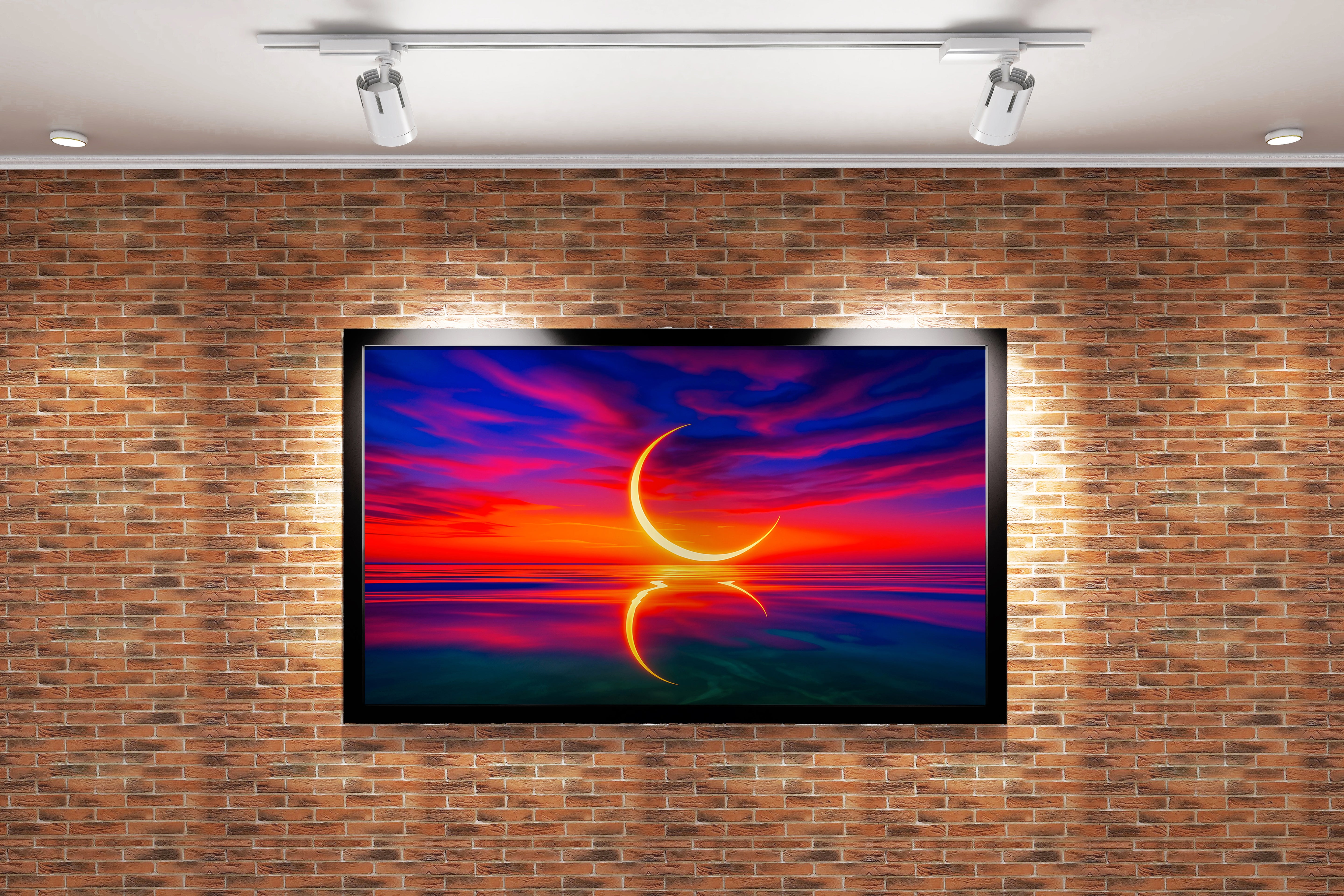 ai creation, reflection of nature and the sunset model 1, view, ai art, art, kanvas tablo
