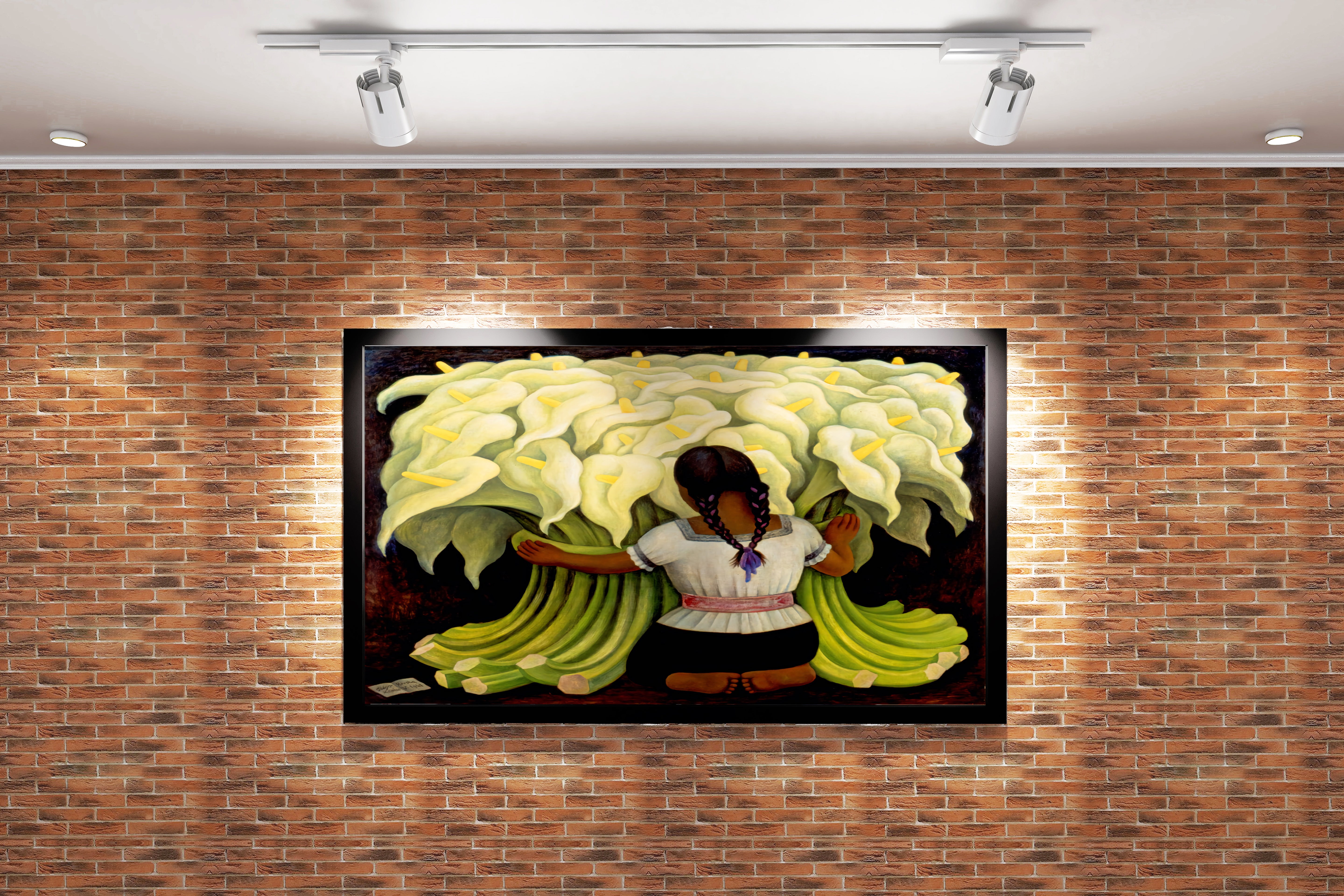 Diego Rivera'nın İkonik Eseri Çiçek Satıcısı Kız ve Kala Çiçekleri Meksika Sanatı Kanvas Tablo