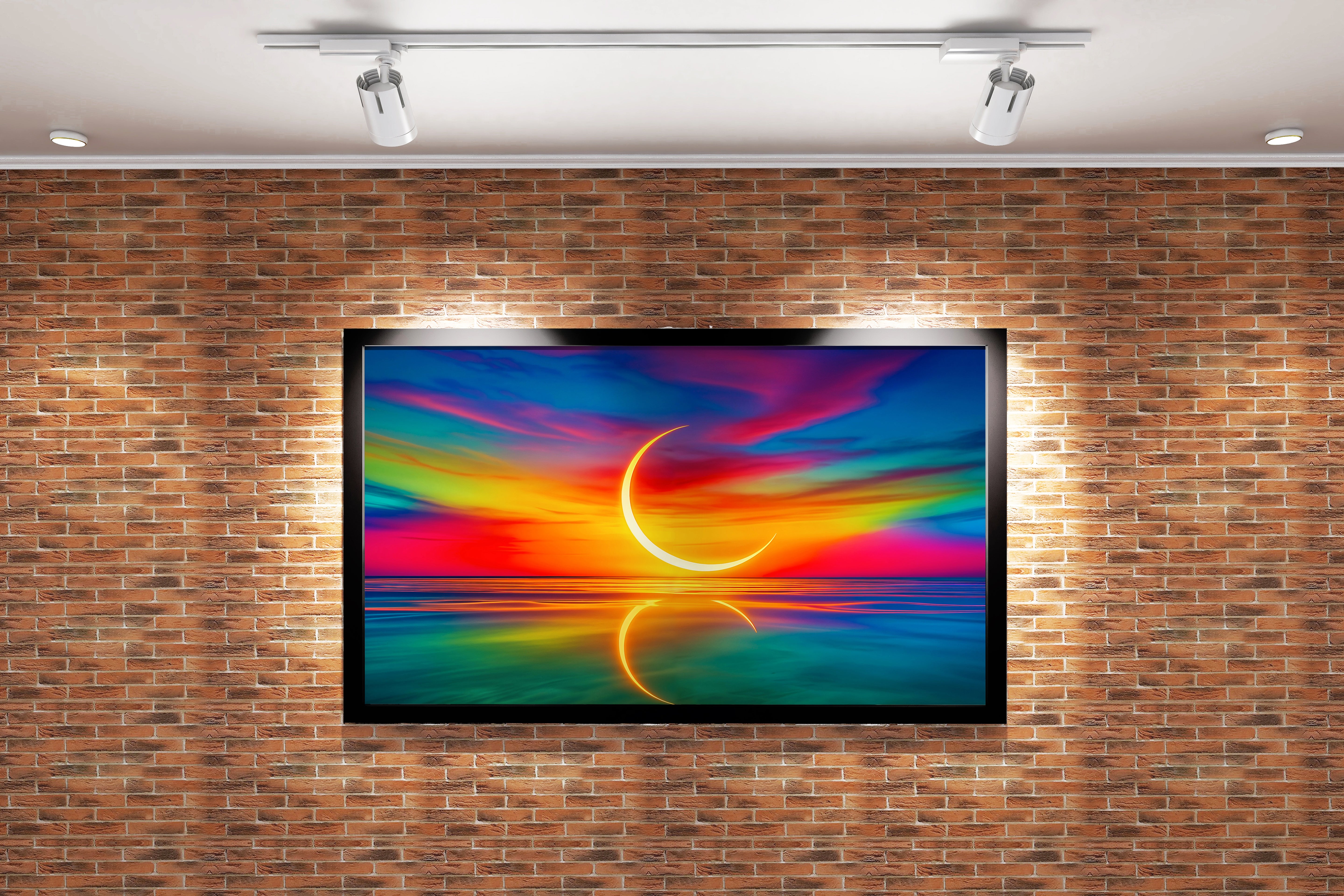 ai creation, reflection of nature and the sunset model 2, view, ai art, art, kanvas tablo