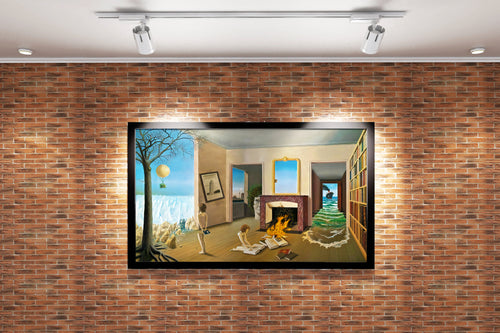Jacek Yerka'nın Hayalperest Eseri Özel Kütüphane (Private Library) Sürrealist Kanvas Tablo