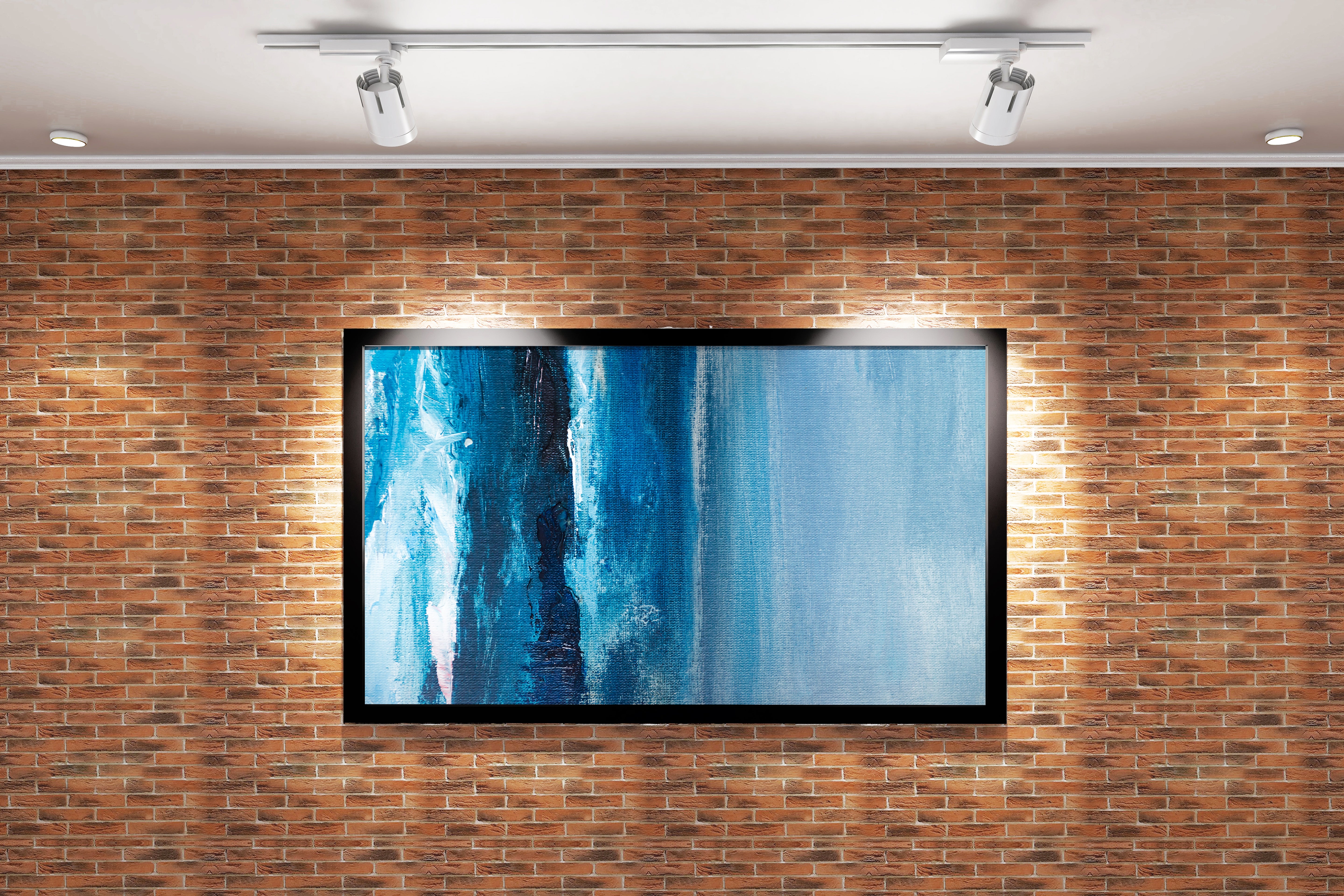 a minimalist abstract painting on canvas featuring textures in two different shades of blue, abstract, art, kanvas tablo