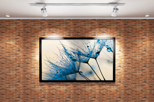 flower motif, blue water drops, art, kanvas tablo