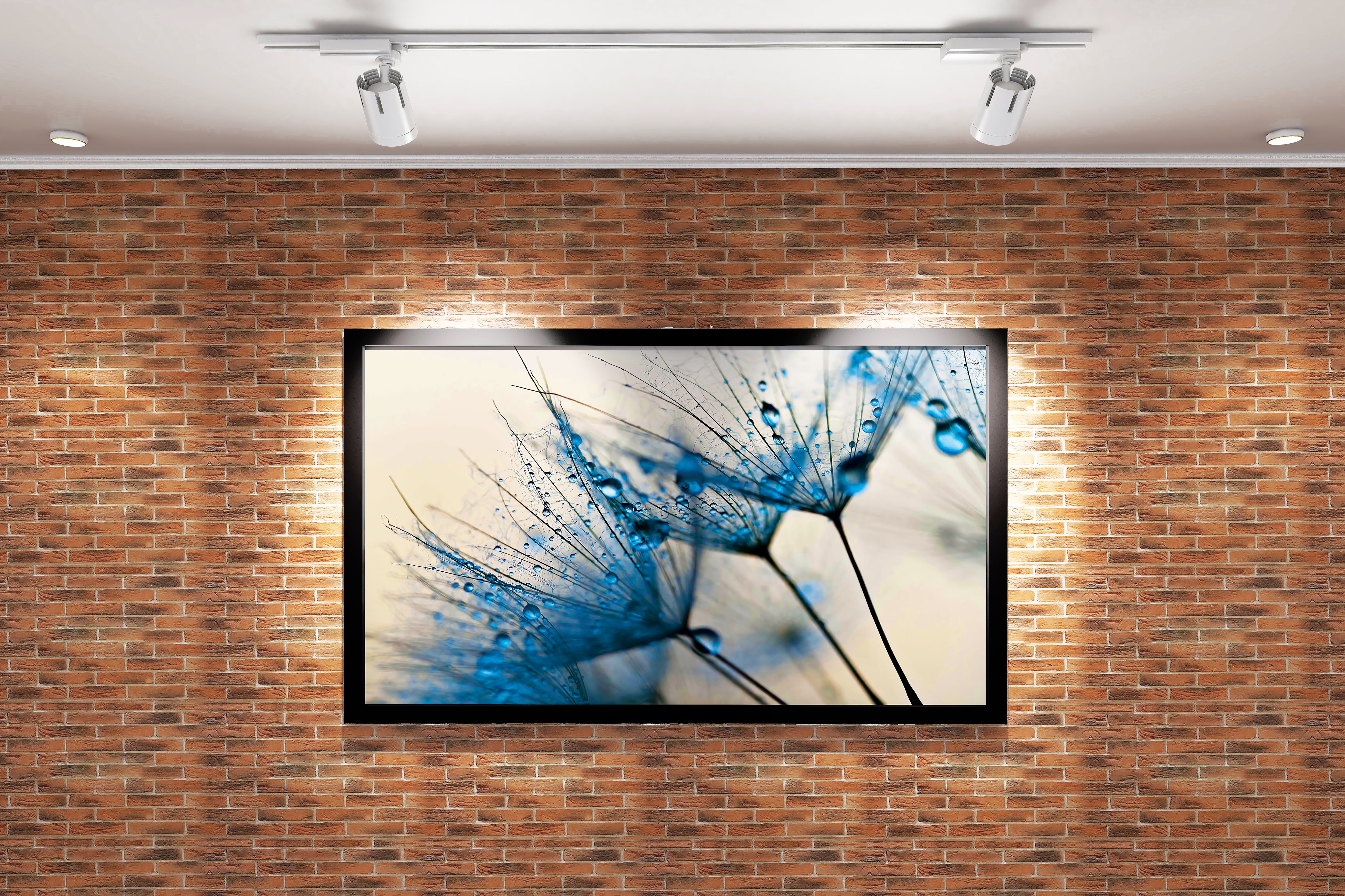 flower motif, blue water drops, art, kanvas tablo