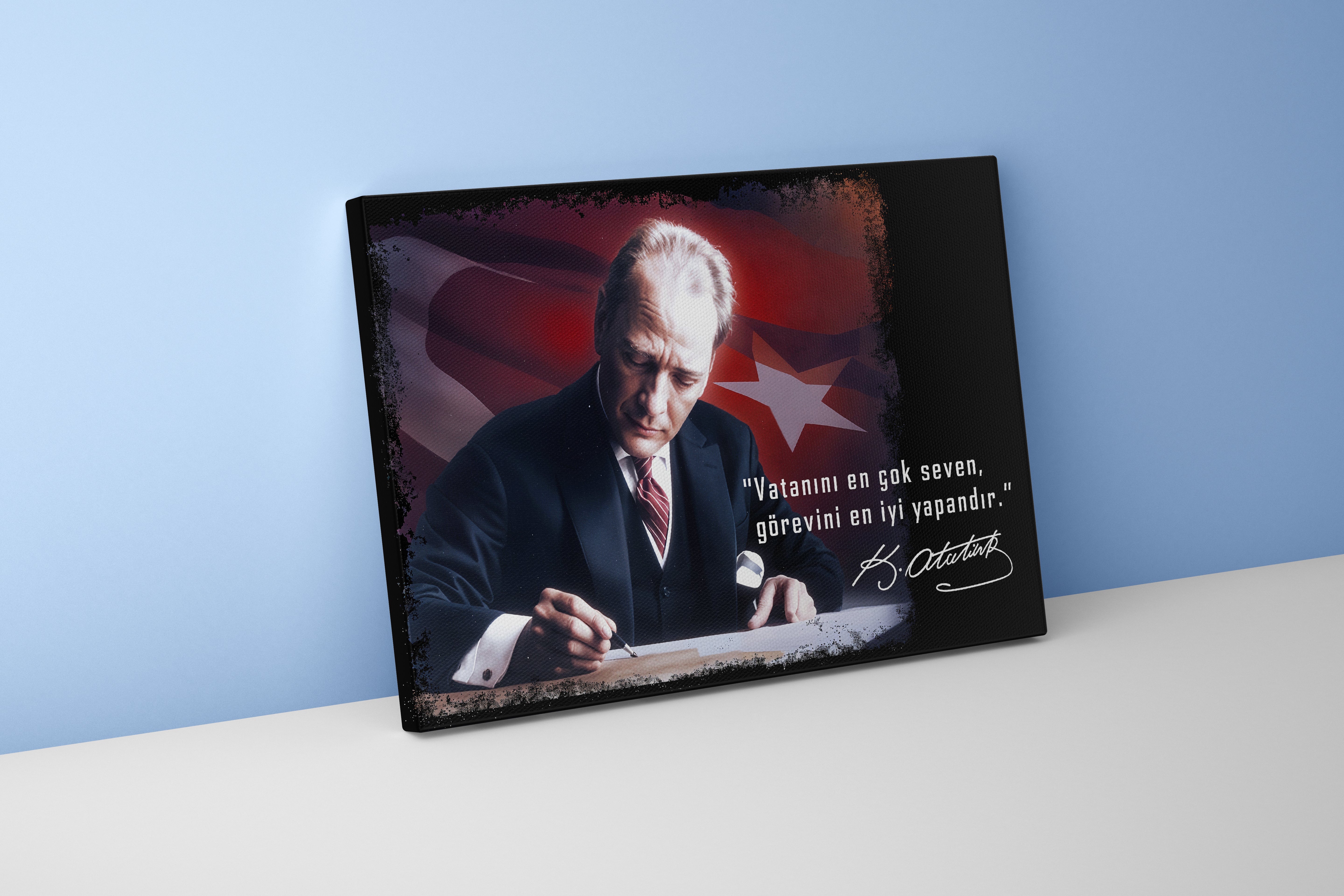 Atatürk while writing model 2, art, kanvas tablo