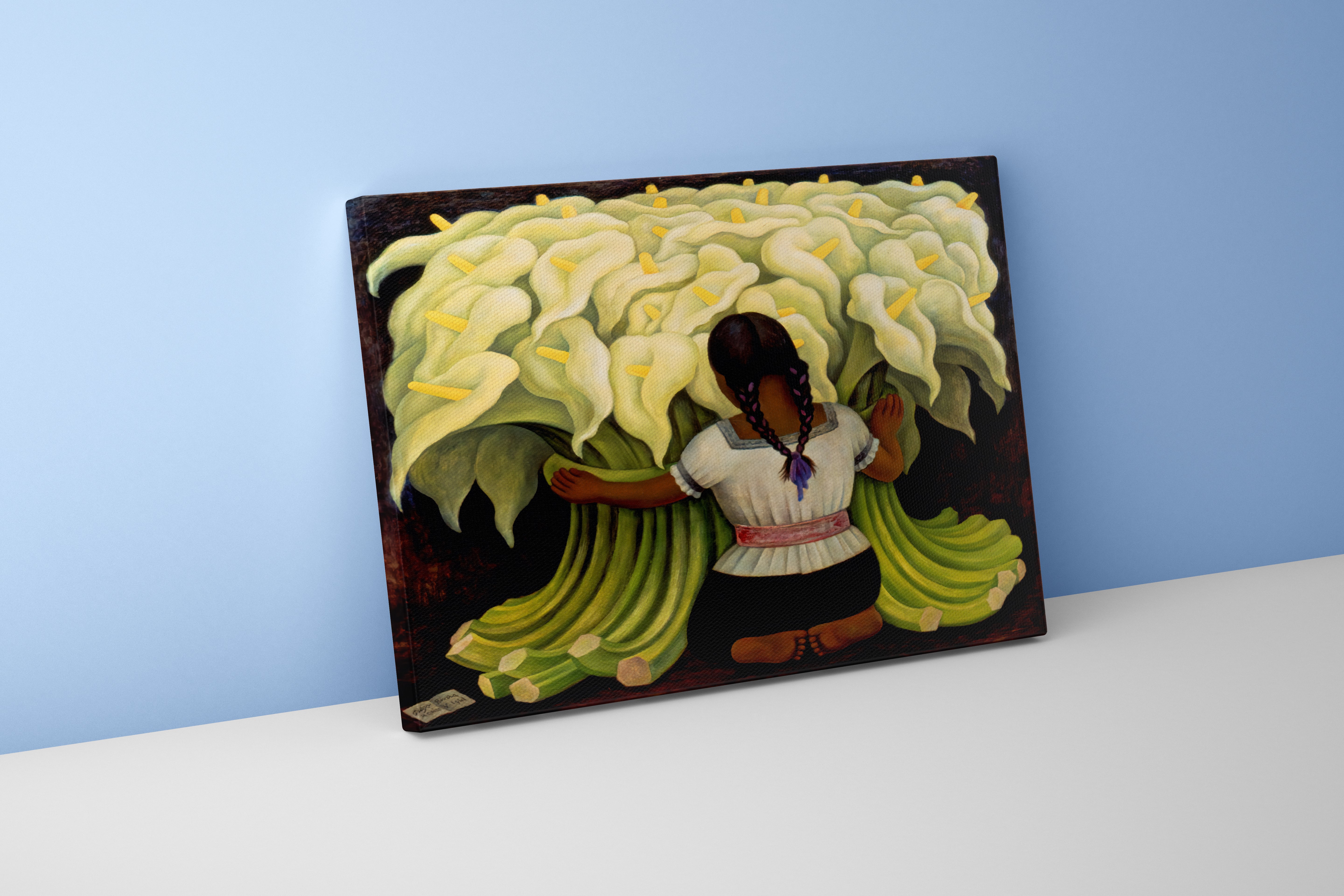 Diego Rivera'nın İkonik Eseri Çiçek Satıcısı Kız ve Kala Çiçekleri Meksika Sanatı Kanvas Tablo