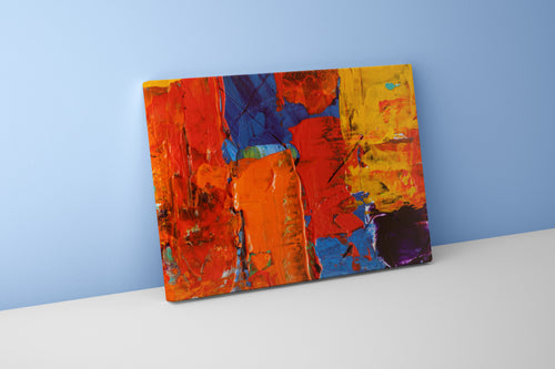 a vibrant abstract macro photograph of thick, textured impasto paint in warm colors, abstract, art, kanvas tablo