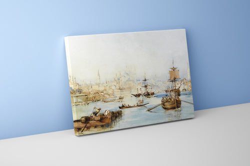 Thomas Allom'un Tarihi İstanbul Manzarası Haliç (Golden Horn) Oryantalist Kanvas Tablo