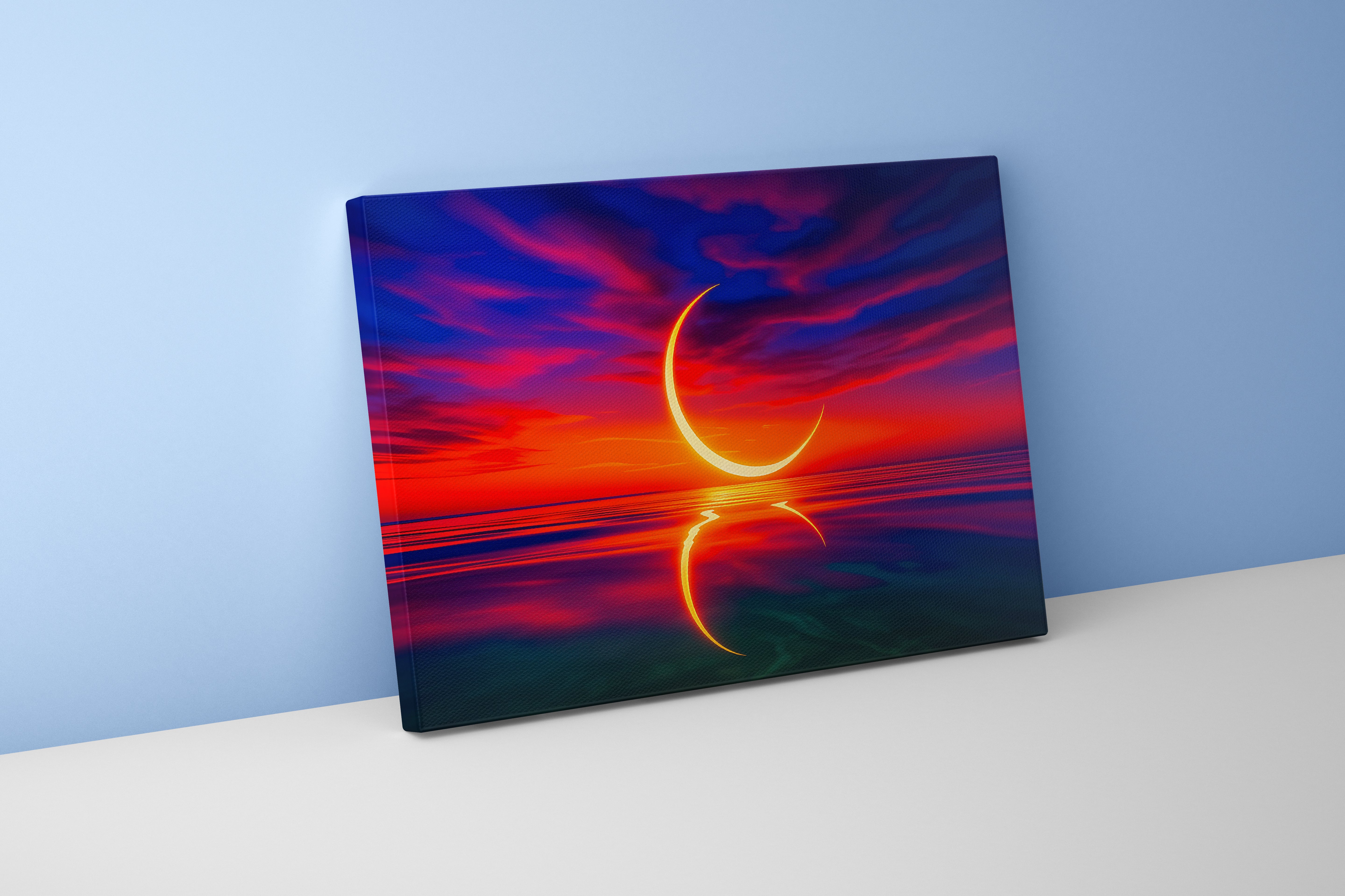 ai creation, reflection of nature and the sunset model 1, view, ai art, art, kanvas tablo