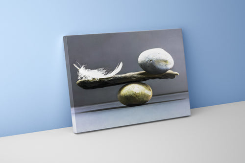 feather/stone relationship, art, kanvas tablo